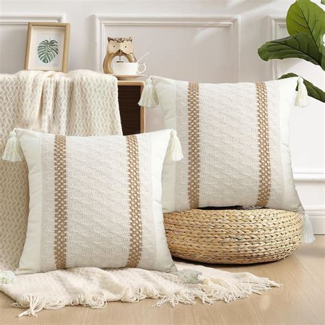 Amazon.com: Virexen Boho Throw Pillow Covers 18x18 Set of 2 Farmhouse ...