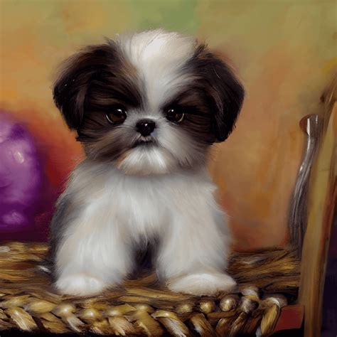 Cute Miniature Shih Tzu Puppy in Teacup · Creative Fabrica
