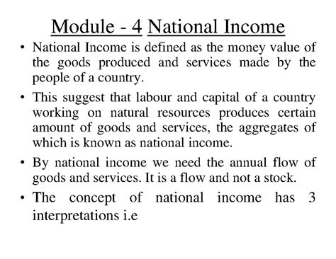 Bussiness Economics Module 4 - Module - 4 National Income • National ...