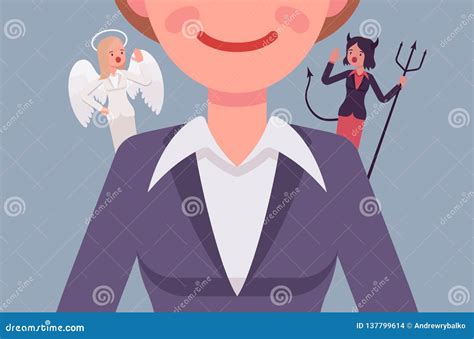Angel and Devil on the Woman Shoulders Stock Vector - Illustration of ...