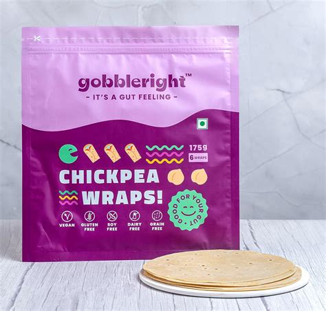 GOBBLERIGHT Gluten Free Tortilla Chickpea Wraps - Pack Of 2 (12 Wraps ...