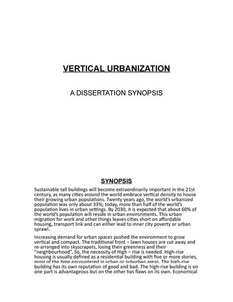 Dissertation- Sustainable Vertical Urbanization - VERTICAL URBANIZATION ...