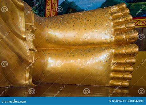 Buddha`s Feet Together in the Temple Stock Photo - Image of gold ...