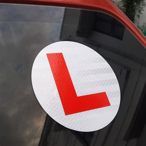 CVANU 2pcs Reflective L-Board Learner Driver Vinyl Exterior Decal Red ...