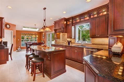 Dark Cherry Wood Kitchen Cabinets
