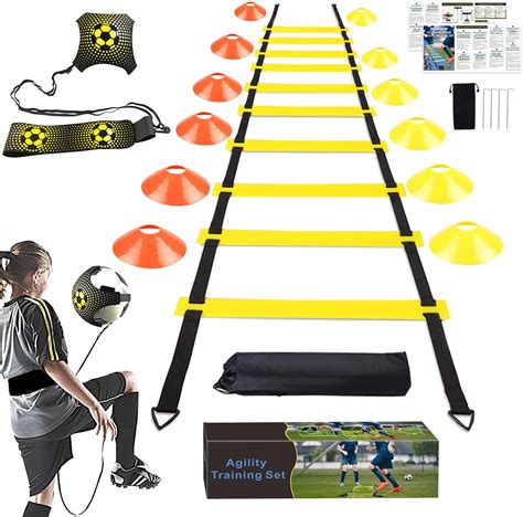 YGORTECH Soccer Agility Training Equipment Set, Soccer Accessories, 20 Feet Agility Ladder, 12 ...