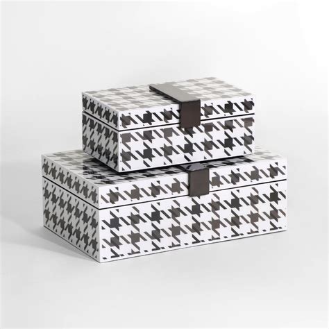The Monochrome Houndstooth Rectangular Storage Box only on Decure.in