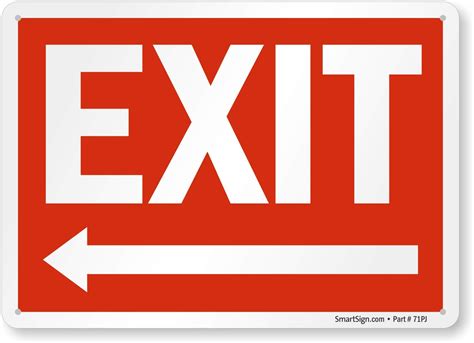 "Exit" Sign with Left Arrow by SmartSign | 10" x 14" Plastic : Amazon ...