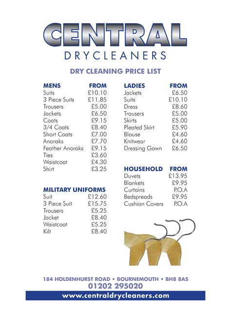 Pricing - Central Dry Cleaners | Dry Cleaners In Bournemouth | Laundry ...