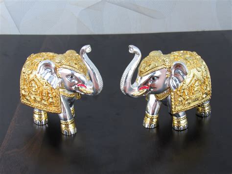 Buy GoldGiftIdeas 999 Silver and 24K Gold Plated Elephant Set Showpiece ...