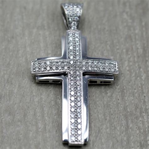 14K Solid White Gold Men's Cross Armenian Pendant with | Etsy in 2020 ...