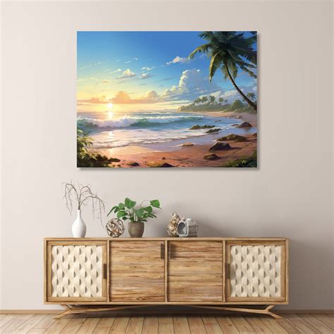 canvas painting of beach | ocean painting art – CRAFTICO