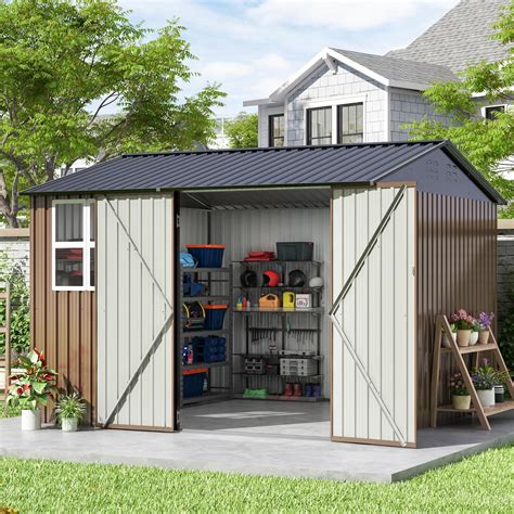 HOGYME 10x10 FT Outdoor Storage Shed, Large Metal Garden India | Ubuy