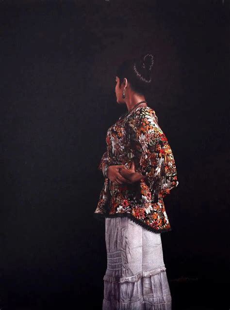 "Standing Lady 3": Grey Figurative painting by Shashikant Dhotre ...