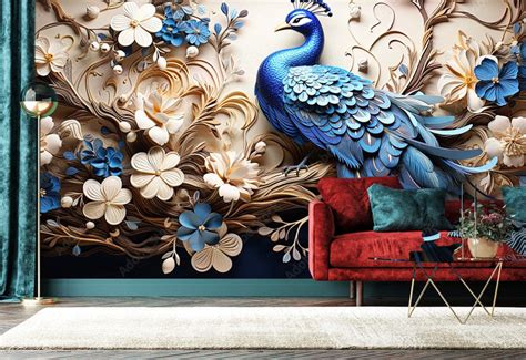 Royal Look 3D Peacock Wallpaper – Myindianthings