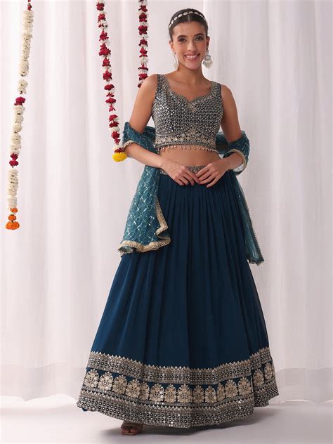 Flared Georgette Lehenga Set wtith Choli Cut Tasseled Bouse & Sequinne ...