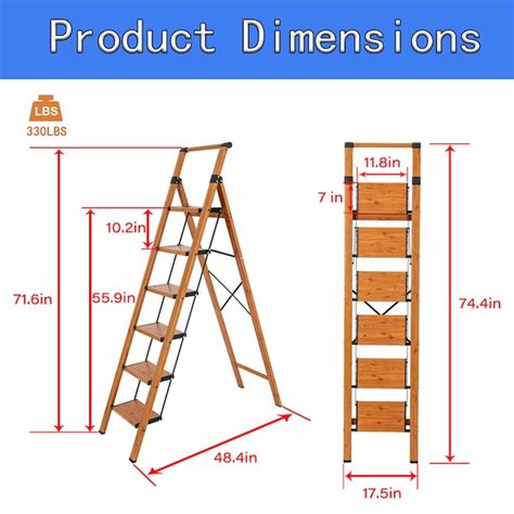 Maocao Hoom 6 -Step 330-lb Capacity Brown Aluminum Foldable Step Stool ...