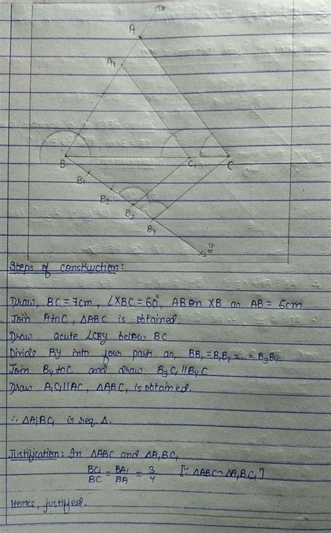 Construct a triangle ABC with BC = 7 cm,