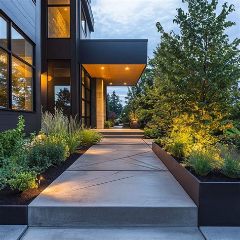 Contemporary Home Concrete Front Walkways 50 Concrete Walkway Ideas