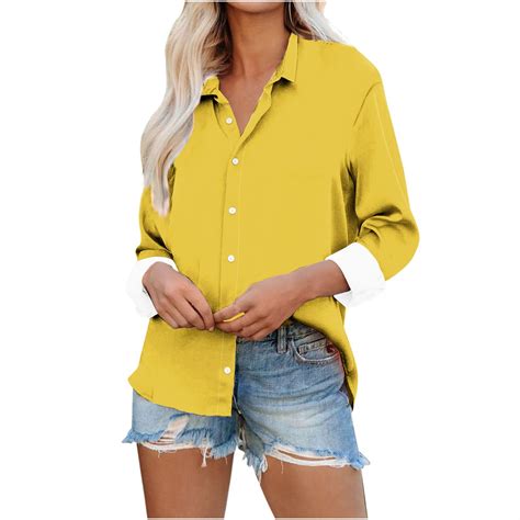 Erwazi Button Down Shirts for Women Dress Shirts Long Sleeve Blouse ...