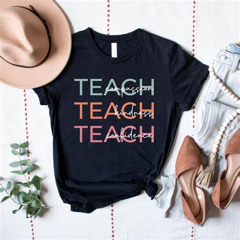 Cute Teach Shirt, Compassion Kindness Confidence Teacher, Teacher Shirt ...
