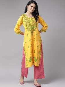 Yellow Chikankari Kurti - Buy Yellow Chikankari Kurti online at Best ...