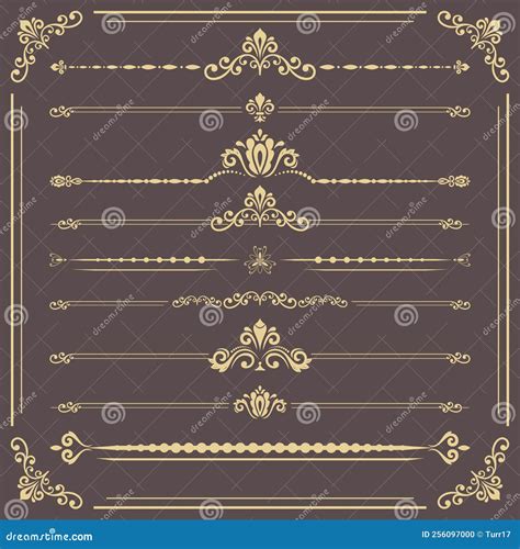 Vintage Big Set of Horizonyal Vector Patterns. Collection of Graphics Stock Illustration ...