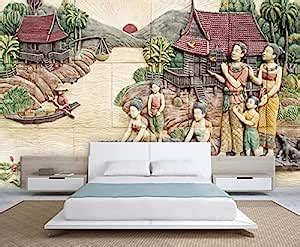 999store 3D Village and River Mural Wallpaper (Non Woven_5x7 Feet ...