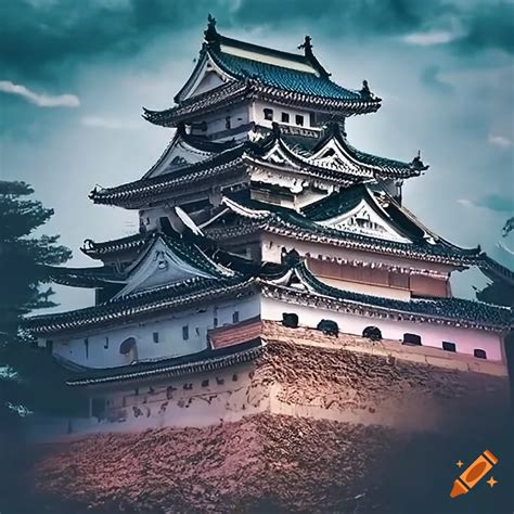 Japanese castle entrance in perspective on Craiyon