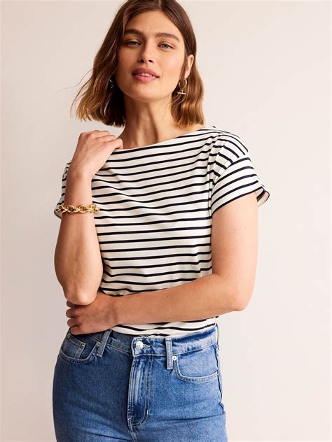 Buy Boden Cream Supersoft Boat Neck T-Shirt from the Next UK online shop