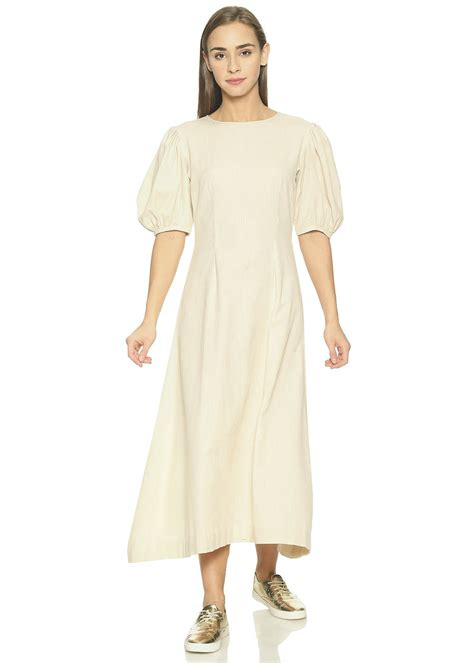 Get White Puffed Sleeves Flared Dress at ₹ 2660 | LBB Shop
