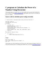 Find the Power of Any Number Using Recursion C Program 的图像结果