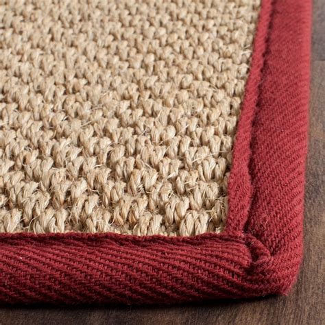 Safavieh Natural Fiber Seaview 8 X 10 (ft) Maize/Burgundy Indoor Solid ...