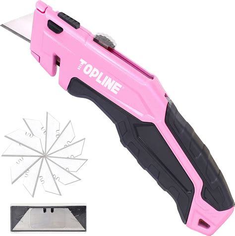 Buy TOPLINE Retractable Pink Utility Knife, Retractable Pink Box Cutter ...