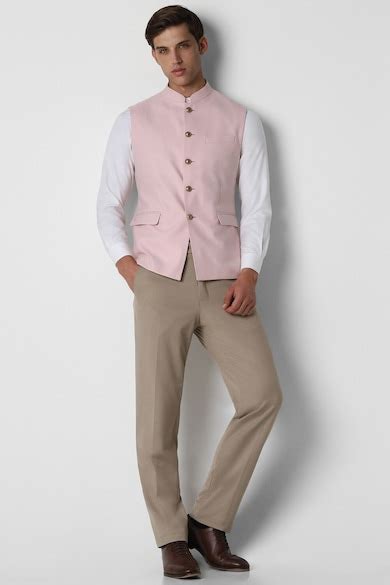 Buy Men Pink Check Wedding Nehru Jacket Online - 39636661 | Van Heusen