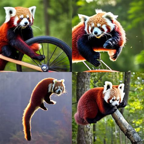 red panda riding a unicycle, award winning photo, 4k, | Stable ...
