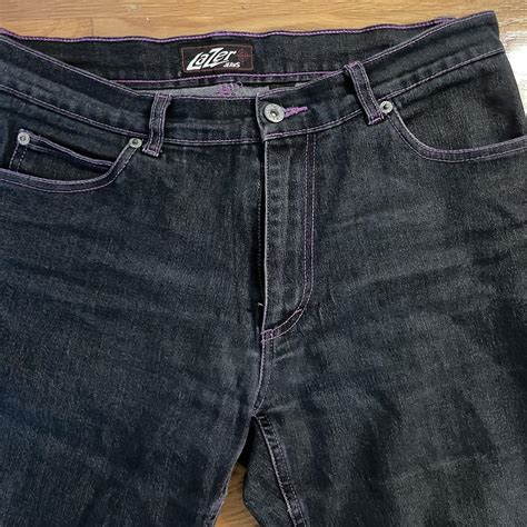 vintage bootcut LAZER jeans with purple stitching... - Depop