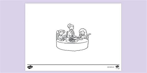 Family Eating Breakfast Colouring | Colouring Sheets