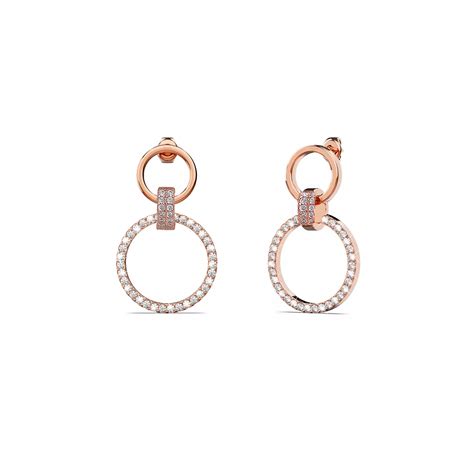 Glamorous Circles: Rose Gold Plated 925 Silver Earrings with Crystal A