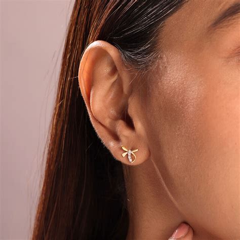 Bow Grace 14KT Gold & Diamond Stud Earrings