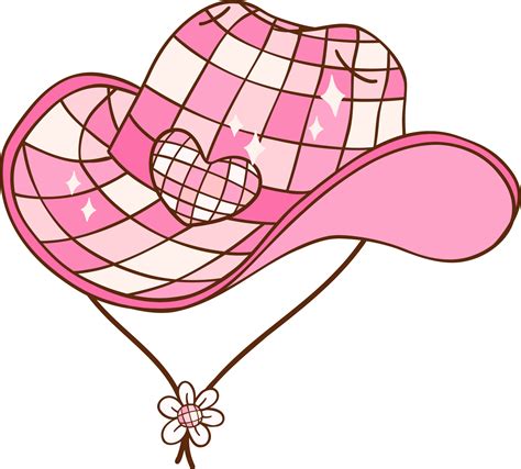 Pink Disco Cowgirl hat Retro Girly Cowboy Doodle Drawing 44267458 PNG