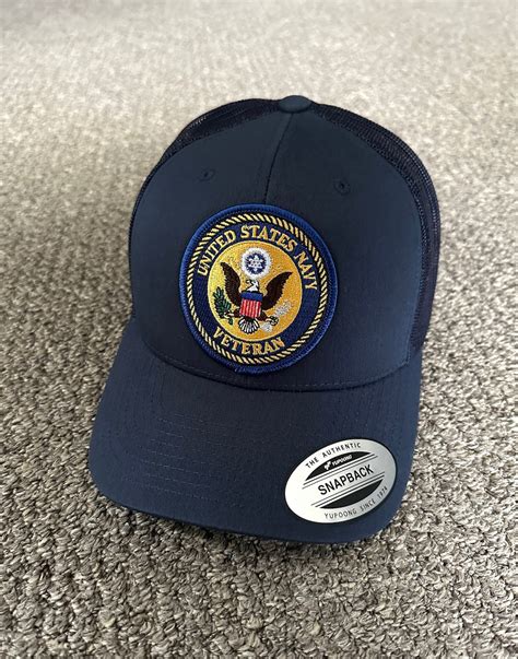 US Navy Veteran Hat Trucker Mesh Snapback Cap Individually Handcrafted ...