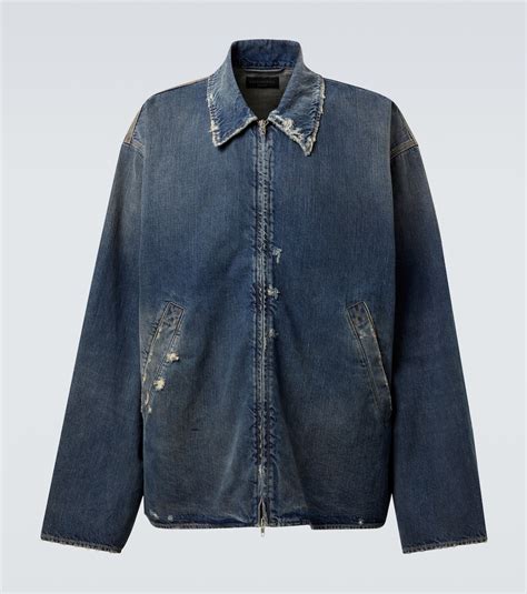 Distressed denim jacket in blue - Balenciaga | Mytheresa