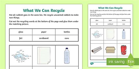 What We Can Recycle Worksheet