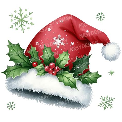 Christmas Santa Hat Clipart Bundle, Santa Hat PNG Set, Holiday Santa ...