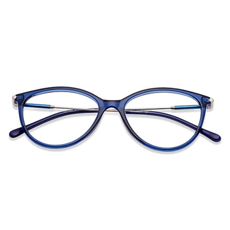 Buy Blue Silver Full Rim Cat Eye Lenskart Air fusion LA E12693-C2 ...