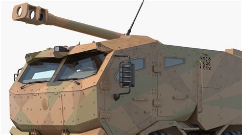 3D Wheeled Armored Howitzer in Desert Camouflage Rigged for Maya | 3D ...