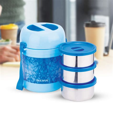 Buy TRUEWARE Office 3 Lunch Box with 3 Stainless Steel Container,300ml ...