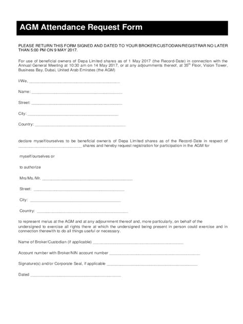 Fillable Online AGM ONLINE ATTENDANCE REQUEST FORM - Orascom ... Fax ...