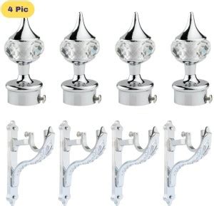 ZAPEX Silver Rod Rail Bracket, Curtain Knobs Metal Price in India - Buy ...